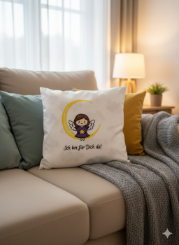 Schutzengel Kissen "Ich bin für dich da", 40x40 cm, Lila Engel